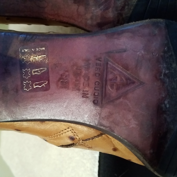 Oliver Fashion Boots Made From Ostrich Skin With Wooden Soles Size 38 - Picture 9 of 10